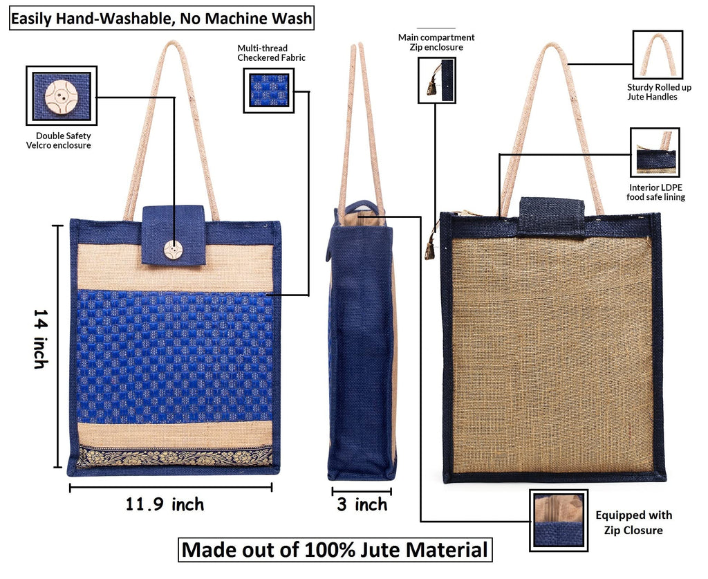 ASIAN Women's Tote Bag for Women with Zip, Stylish Cotton Handbags, Canvas Tote Bags for College & Daily Lunch & Shopping Lightweight Handcarry Bag's Pack of 2 (Navy Blue)