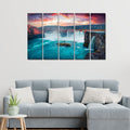 VIBECRAFTS Beautiful Waterfall 5 Pieces Canvas Wall Painting For Home | Office | Living Room | Gift (PTVC5Pcs4_8539)