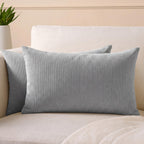 Encasa XO Corduroy Cushion Covers, No Inserts, Set of 2, Grey