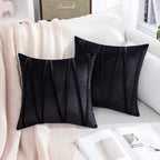 Khooti Velvet Striped Cushion Cover Pack of 1-36 x 36 / 91 x 91 cm | Black | Soft Pillow Covers Cushion Case for Sofa Bedroom Livingroom Chair Car, Cushion Cover with Zig Zag Pattern