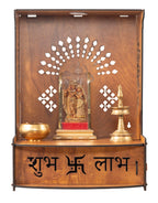 Crotomak Wooden Temple Mandir Pooja Stand for Home, Office Puja Mandir with Drawer Foldable Premium with LED Spot Light (03-Ganesha)