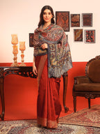 Pashmoda Women Rangmehal Fine Wool Fabric Pashmina Kalamkari Embroidered Shawl (Size: 40x80in, 101x203cm) KAS16