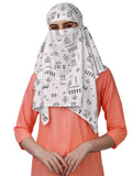 7 season's Cotton Scarf Cum Mask Universal Size Usable for vehicle Driver for sunlight UV protection White Printed Design For Girl & Women (Short Dhingli Black)