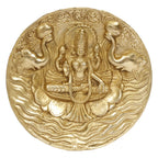ARTVARKO Goddess Lakshmi Carved Brass Gajalakshmi Laxmi Devi with Elephant Idol Entrance Door Wall Decor for Home Office Gift 7.5 Inch.
