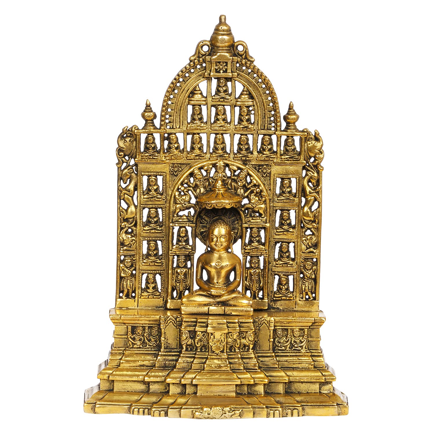 ARTVARKO Pure Brass Mahavir Swami 24 Jain Tirthankar Murti Lord Mahaveer Ji Jain Puja Décor & Gift 12 Inch