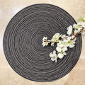 SAPROSE® Polypropylene Multipurpose Braided Round Table Mat (1 PC Pack, 40 cm) Dinning Place mats, Side Table Mat, Doilies, Machine Washable Large Mat for Dining Table (15.5 Dia, Black-Grey) Kafalo
