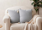 Furnistitchs Solid Boho Cushion Cover 16x16 Inches, Premium Natural Slub Fabric Throw Pillow Case with Tassels for Sofa, Couch, Living Room & Bedroom 40x40 cms, 1 pc - Ethereal Blue