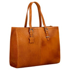 HYATT Leather Accessories Full-Grain Natural Cro Leather Ladies Handbags & Sling Shoulder Tote Bags For Women Laptop Big Size Branded Stylish. Size- L-16 X H-12.5 x W- 4.5 Inches (MANGO TAN)