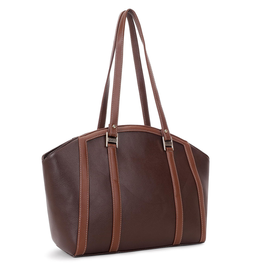 EXOTIC Shoulder Handbag for Women, Classic Fashion Design with Contrast Stitching (Brown)