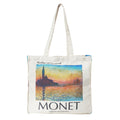 ECOEK Artsy Poly Canvas Tote Bag for Women | Zipper Closure, Bottle Holder & Keychain Hook | Premium Poly Canvas Bag for Travel College, Office | Reusable Shopping Tote Bag Gift(Monet Saint George)