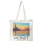 ECOEK Artsy Poly Canvas Tote Bag for Women | Zipper Closure, Bottle Holder & Keychain Hook | Premium Poly Canvas Bag for Travel College, Office | Reusable Shopping Tote Bag Gift(Monet Saint George)