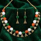 JFL - Jewellery for Less Tri Color Necklace set Handmade Fashion Jewellery for Independence Day/Republic Day Women & Girls