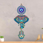 Artvibes Elephant Evil Eye Wall Hanging for Home Entrance | Lucky Elephant Nazar Battu MDF Wall Decor | Vastu Decorative Art for Living Room | Bedroom | Office | Main Door | Unique Gift (WH_8547N)