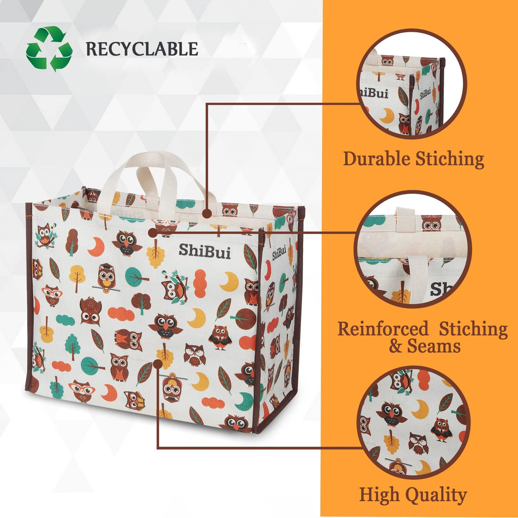 SHIBUI Big Heavy Duty Large Eco Waterproof Cotton Canvas Cloth Grocery Shopping Bag for Men Ladies Vegetable Milk Fruits with Hand Carry Handle Lunch Box Jhola Tote Bags (3, Multi-Color)