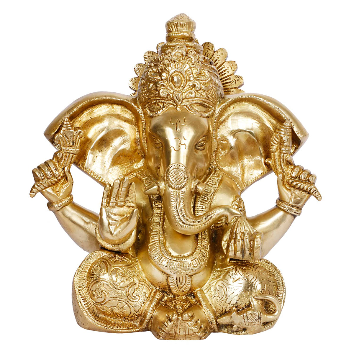 ARTVARKO Brass Lord Ganesha Murti in Blessing Posture Sitting Big Ear Ganesh Bhagwan Idol Ganpati Metal Statue for Home Office Gift(LxBxH 9x5.5x9.5 Inch,5,2 Kg)