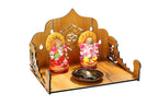 EXPRO Wooden Wall Mounted Pooja Mandir for Home & Office, Wooden Temple for Home Decor Hanging Pooja Stand for Idols | DIY (Do-It-Yourself) (Height 15 | OM Design 2)