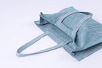 KITES CREATIONS 100% Cotton Shopping Bag, Stylish & Shoulder Tote with Inner Pocket, Perfect for Grocery, Travel, Shopping, Chambray Slub (14”x17.5”x5.5”), Set of 5 - Teal Green