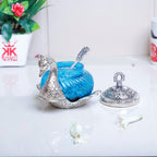 KridayKraft Metal Duck Shape Glass Bowl with Spoon for Saunf Supari & Dry Fruit Bowl of Home and Office Table Decorative Showpiece & Gifting Purpose