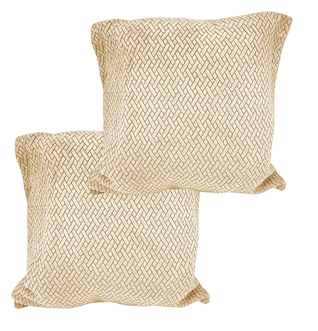 House of Quirk Polar Fleece Fabric Cushion Cover with Zipper Pack of 2 (Cream, 45 x 45 cm)
