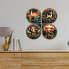 Artvibes Animals in Forest Modern Art Decorative MDF Wooden Wall Art for Home | Living Room | Office | Wall Art Painting For Hall | Graphic Artwork | Wall Poster | Gift Items (WH_8422N), Set of 4