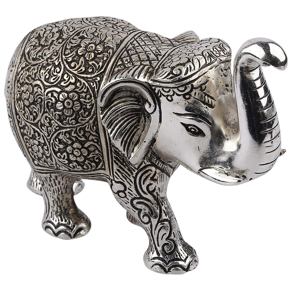 KridayKraft Metal Elephant Silver Color for Showpiece Enhance Your Home,Office & Table and Gift for Have House Warming Anniversaries, Birthday..