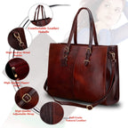 RICHSIGN LEATHER ACCESSORIES Full-Grain Natural Cro Leather Ladies Handbags & Sling Shoulder Tote Bags For Women Laptop Big Size Branded Stylish..Size- L-16 X H-12.5 x W- 5.5 Inches (CHERRY BROWN)