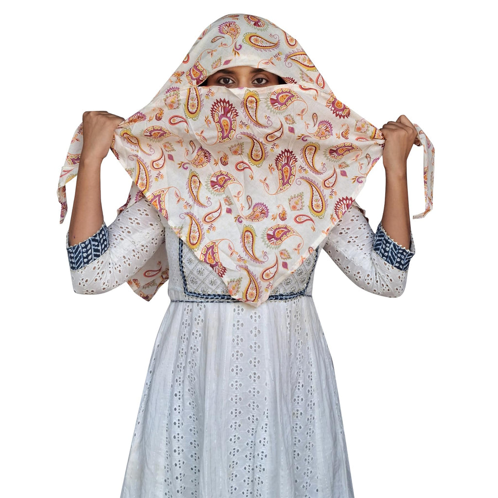 Switchon Rayon Anti Pollution Full face Scarf UV Sun Rays Protection Hijab scarf for women - Free Size (Multi_Paisley)