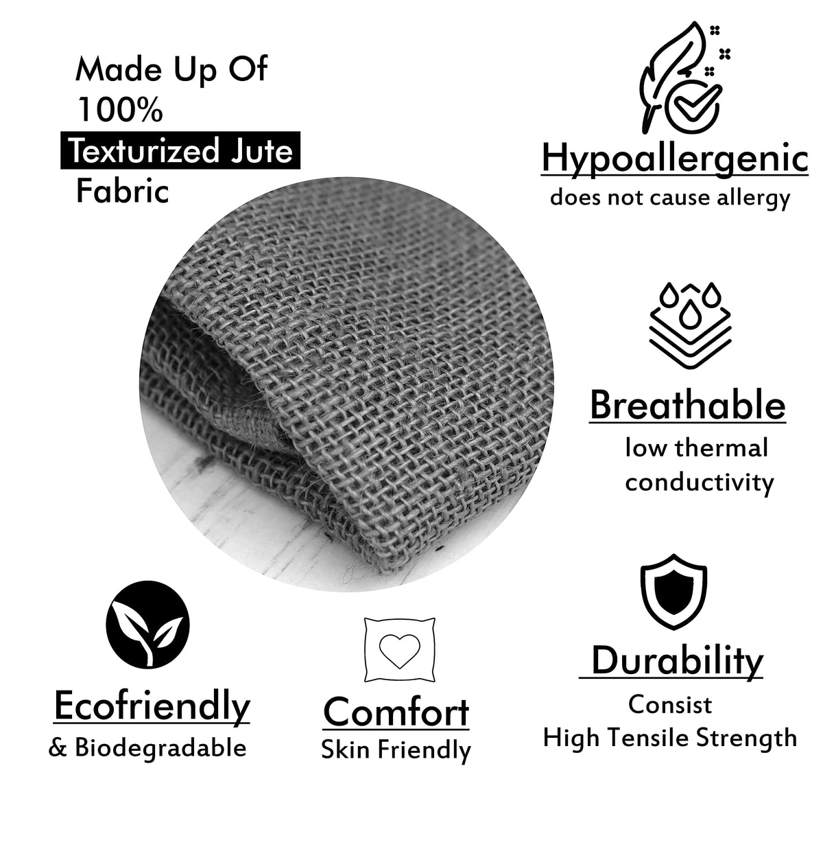 Yellow Weaves Jute Texture 250 TC Cushion Covers, 24 X 24 Inches, Multicolour, Set Of 5