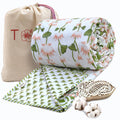 TOAIArt Premium Jaipuri Dohar | AC Blanket Summer Quilt | Hand Block Printed | 3 Layers | Reversible | 150GSM 100% Mulmul Cotton | 100% Cotton Flannel Filling | Queen 90 X 108 | Lotus Vines Kafalo
