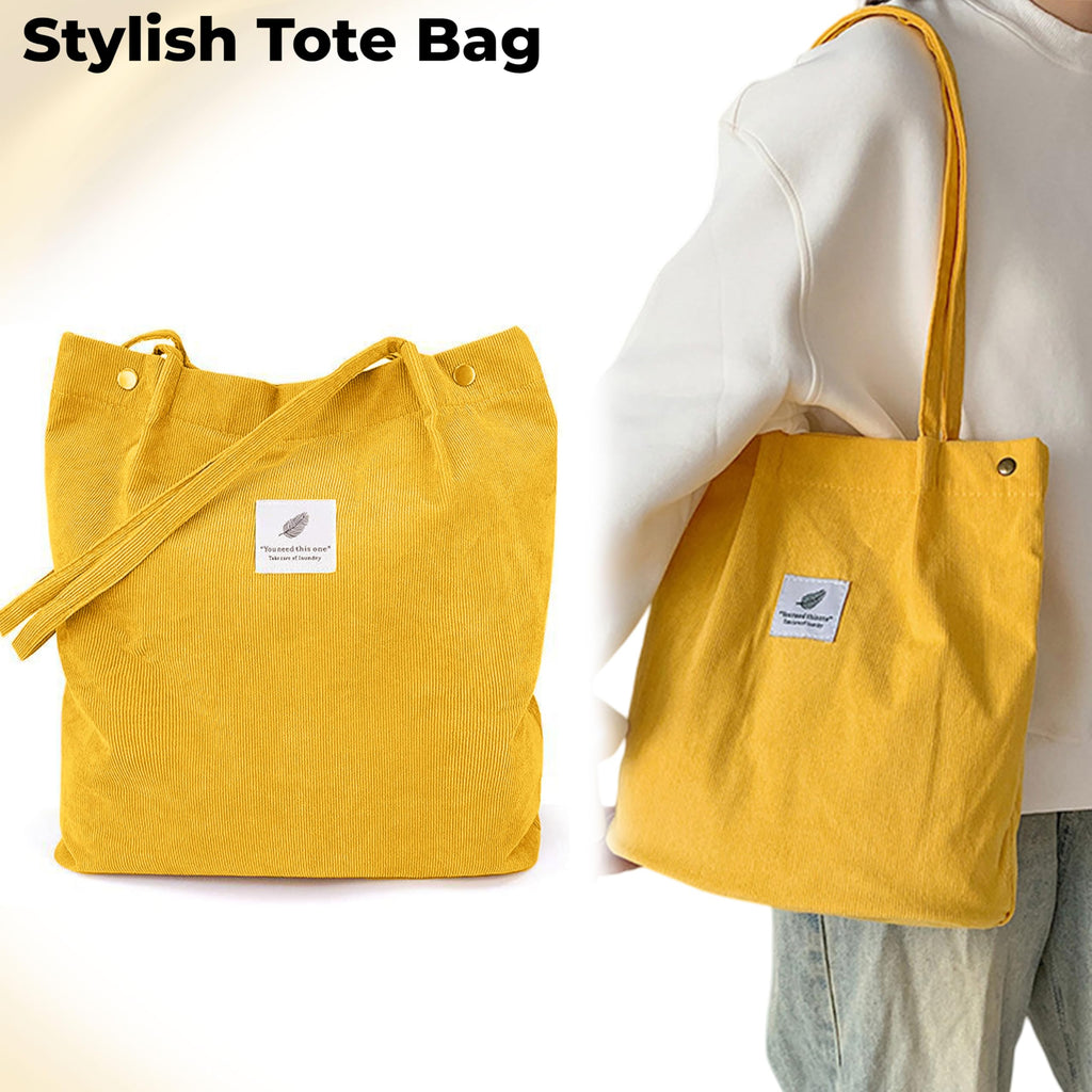 Kraptick Tote Bags – Shoulder Stylish Tote Bag for Everyday Use For Women Compact Reusable Perfect as a Grocery Tote Bag, Shopping Bags for Girls (Yellow)