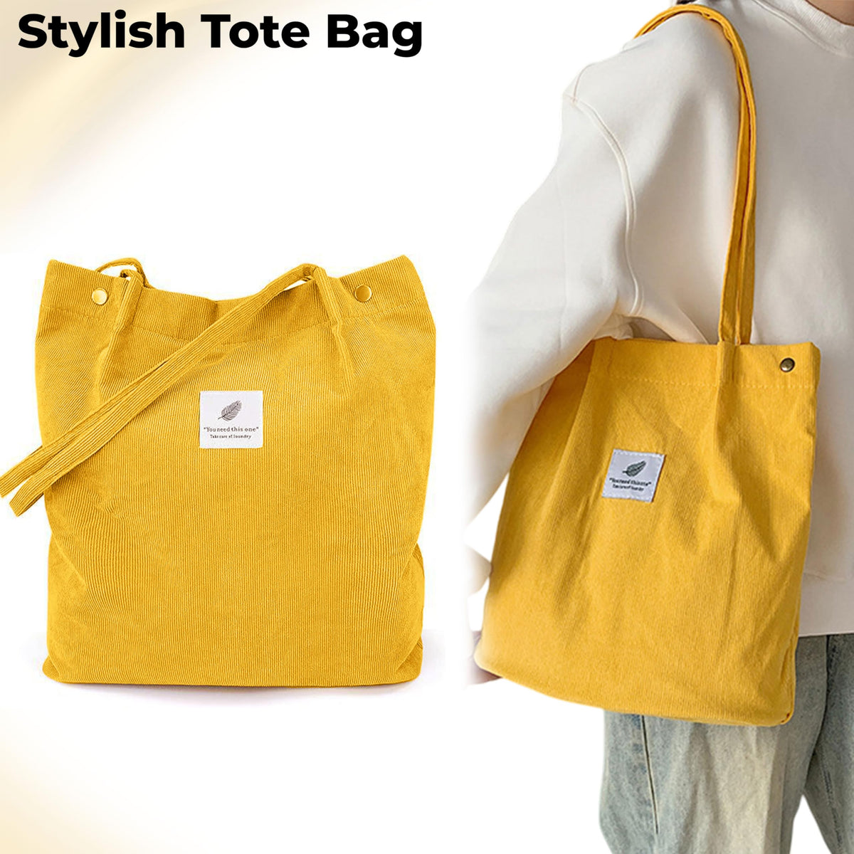 Kraptick Tote Bags – Shoulder Stylish Tote Bag for Everyday Use For Women Compact Reusable Perfect as a Grocery Tote Bag, Shopping Bags for Girls (Yellow)