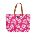 AQVA Printed Cotton Canvas Tote Bag for Women | Trendy Stylish Handbag with Zipper & Inner Pockets | Large Shoulder Bag for Shopping, Beach, Travel, Office, Work | Floral, (Jardin Hot Pink)