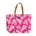 AQVA Printed Cotton Canvas Tote Bag for Women | Trendy Stylish Handbag with Zipper & Inner Pockets | Large Shoulder Bag for Shopping, Beach, Travel, Office, Work | Floral, (Jardin Hot Pink)