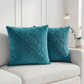 Yellow Weaves Jacquard Cushion Covers | Sofa Cushion Covers | Throw Pillow Cover for Sofa, Couch, Living Room| Removable & Washable | 16x16 Inches, Set of 2 (Peacock Blue)
