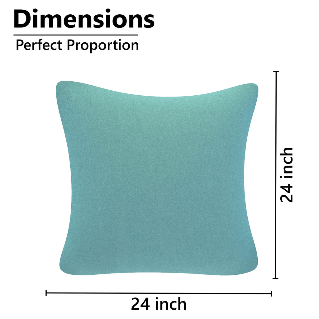 Yellow Weaves Cotton 250 TC Canvas Decorative Cushion Covers, (24 X 24 Inches), Set Of 3, Powder Blue
