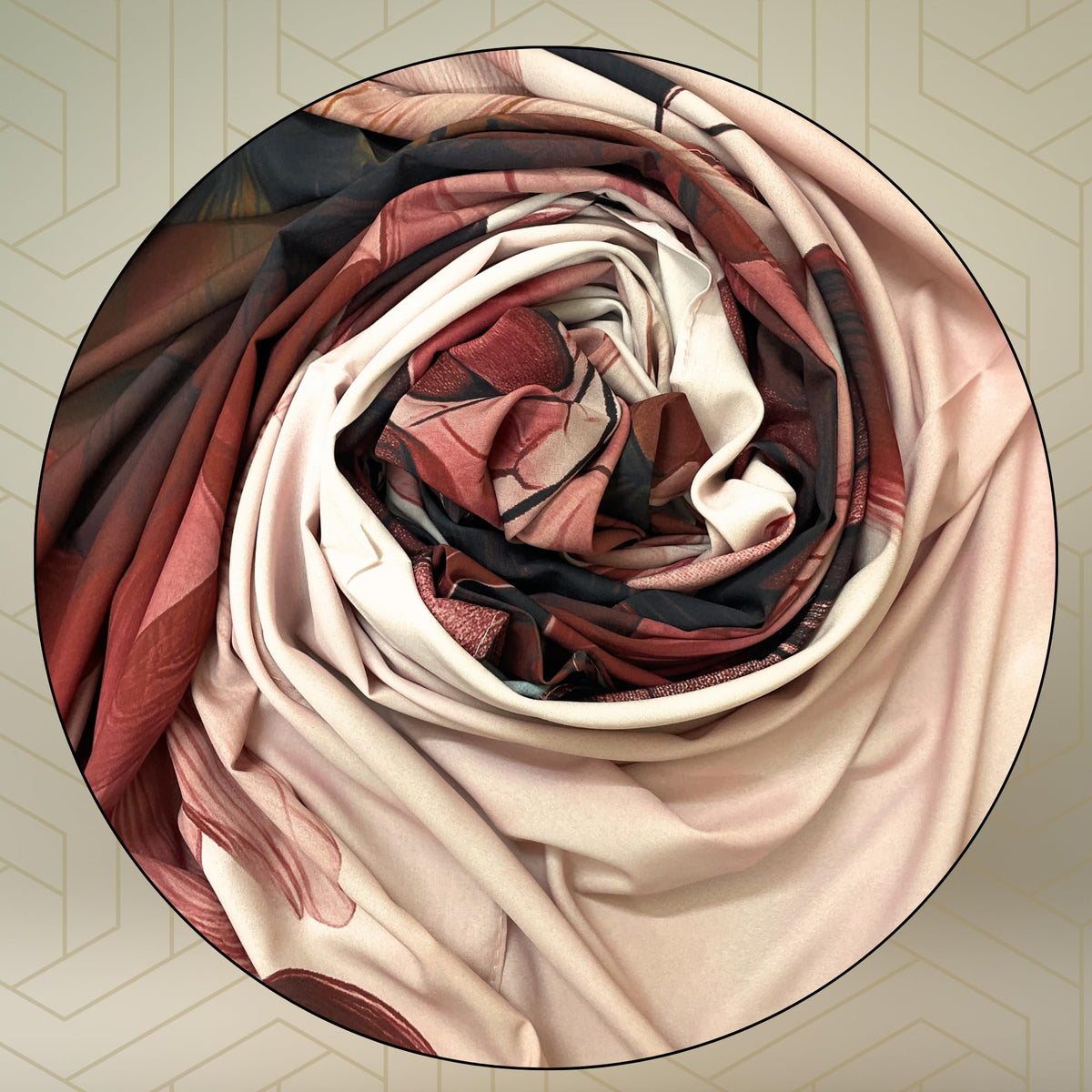 FAHABO Iconic Collection Digital Print Swiss Butter Cotton Scarf Stole for Women (Dusty Peach - Gr)