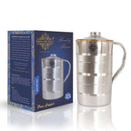 Indian Art Villa Steel Copper Luxury Design Jug Pitcher with Lid, Storage & Serving Water, Beneficial for Health, Volume-1000 ML