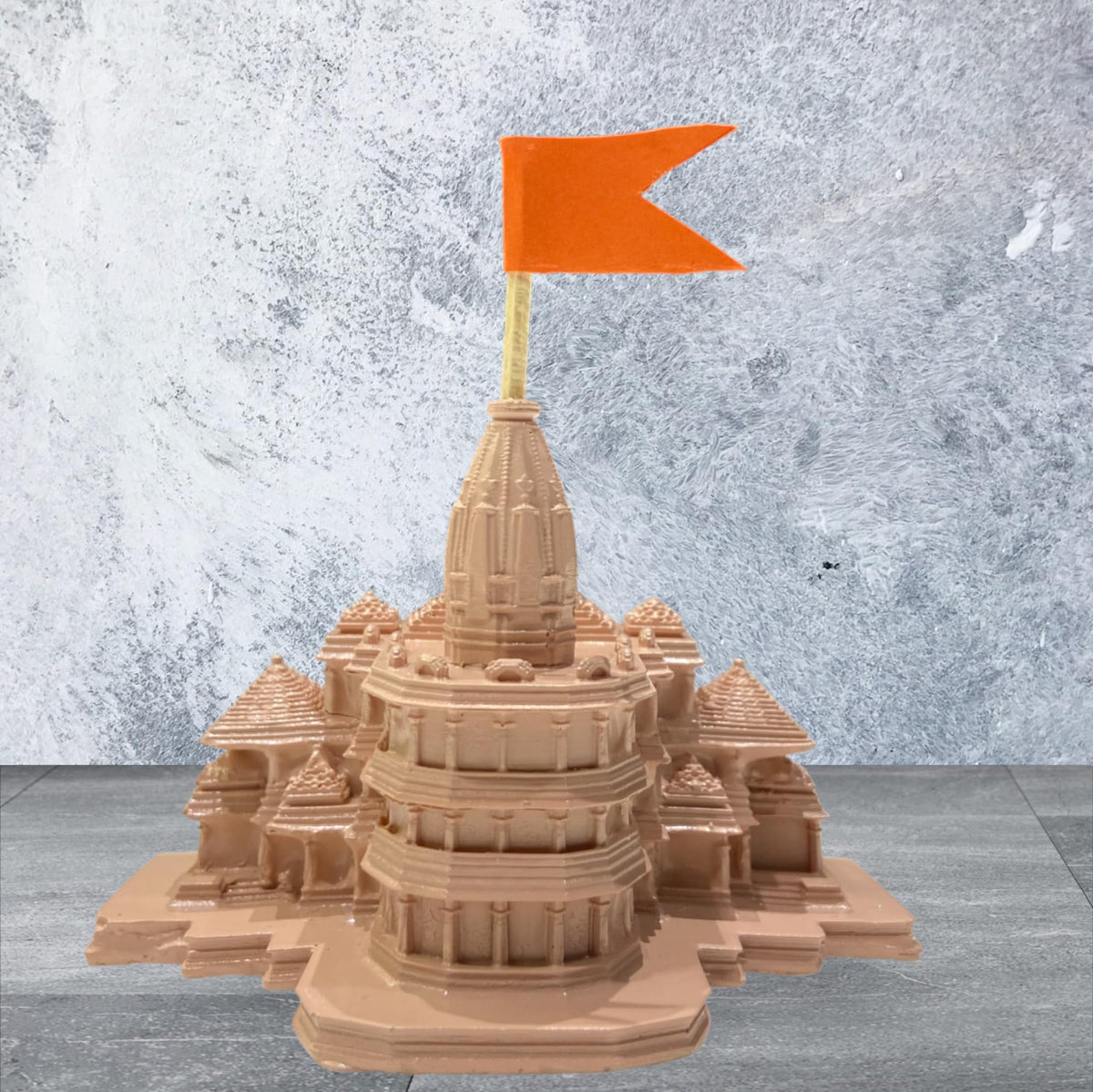 MOBDESK Shree Ram Mandir Ayodhya Model 3D Replica Handcrafted ram janmabhoomi Traditional Authentic Design Ideal for Car Dashboard Home Decoration & Perfect Spiritual Gifts Temple 6 inch - Marble