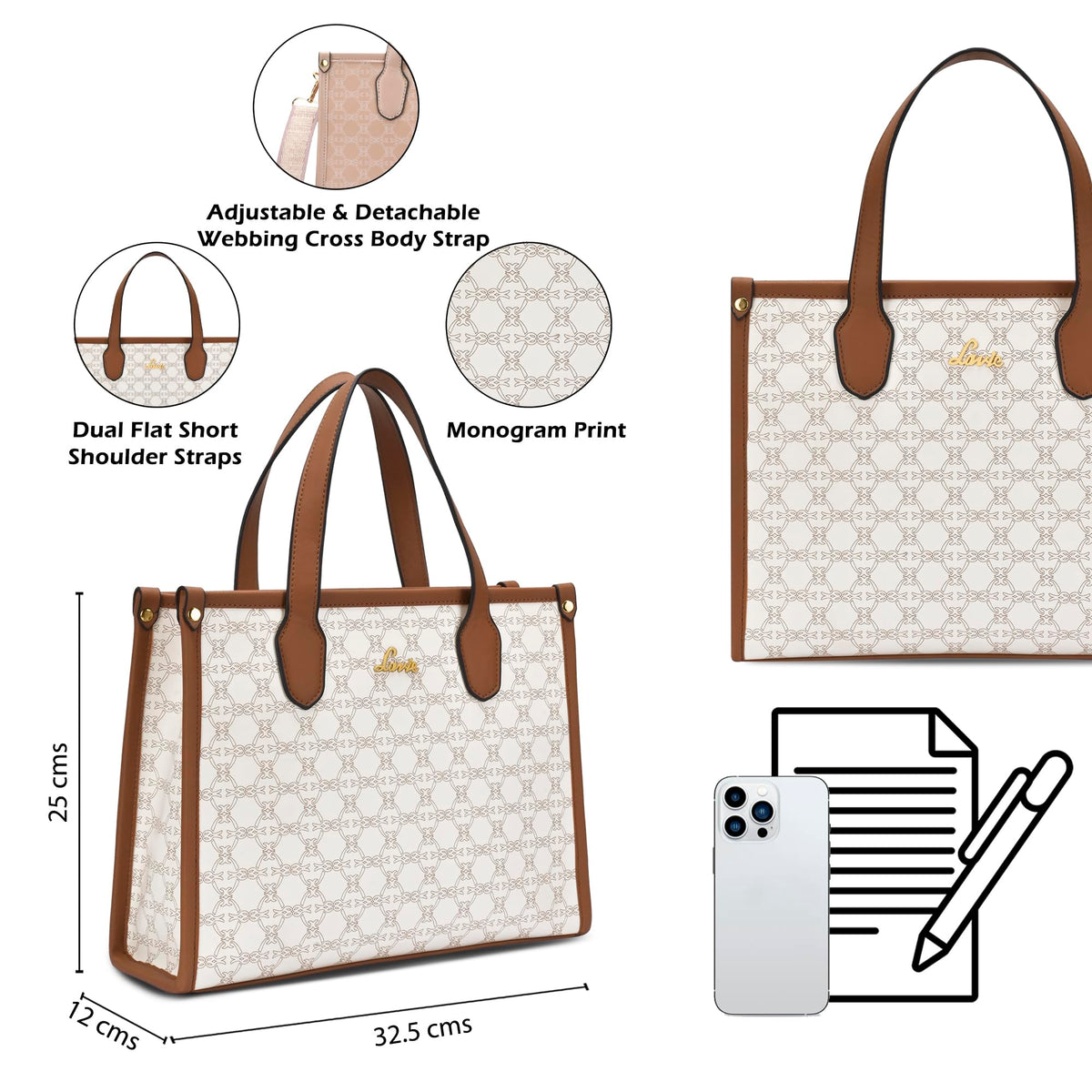 Lavie Women's Kelissa Satchel Handbag | Satchel Bag for Work | Ladies purse | Stylish Shoulder Bag | Gift For Women | Rakhi Gift for Sister