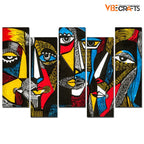VIBECRAFTS Premium 5 Pieces Wall Painting of Abstract Faces For Home|Office|Living Room|Gift (PTVC5Pcs3_7502)