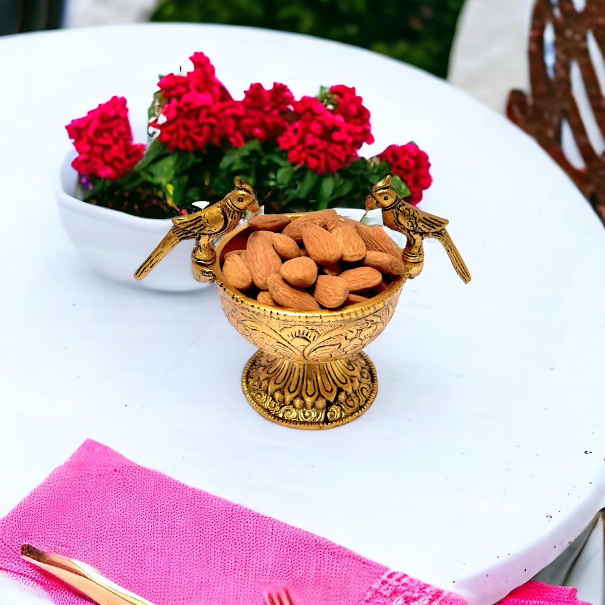 KridayKraft Aluminium Mukhwas Box Dryfruit Bowl (Gold)