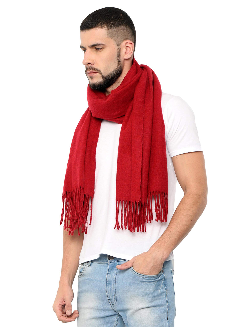 FabSeasons Solid Woolen Winter cashmere Scarf, Scarves, Stoles and Shawl, Size - 70 * 190 cms