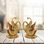 Prince Home Decor & Gifts Oxidize Metal Decorative Golden Swan Duck Shape Napkin, Tissue Paper Holder for Dining Table 2 pcs Set,Animal Showpiece Figurines Metal Statue & Gifts Article...