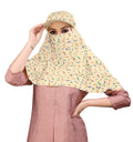 7 season's Female Cotton Short Scarf Cum Mask Universal Size/Usable For Vehicle Driver For Sunlight Uv Protection/White Printed Design (B0C1Sr1X8H, Free)
