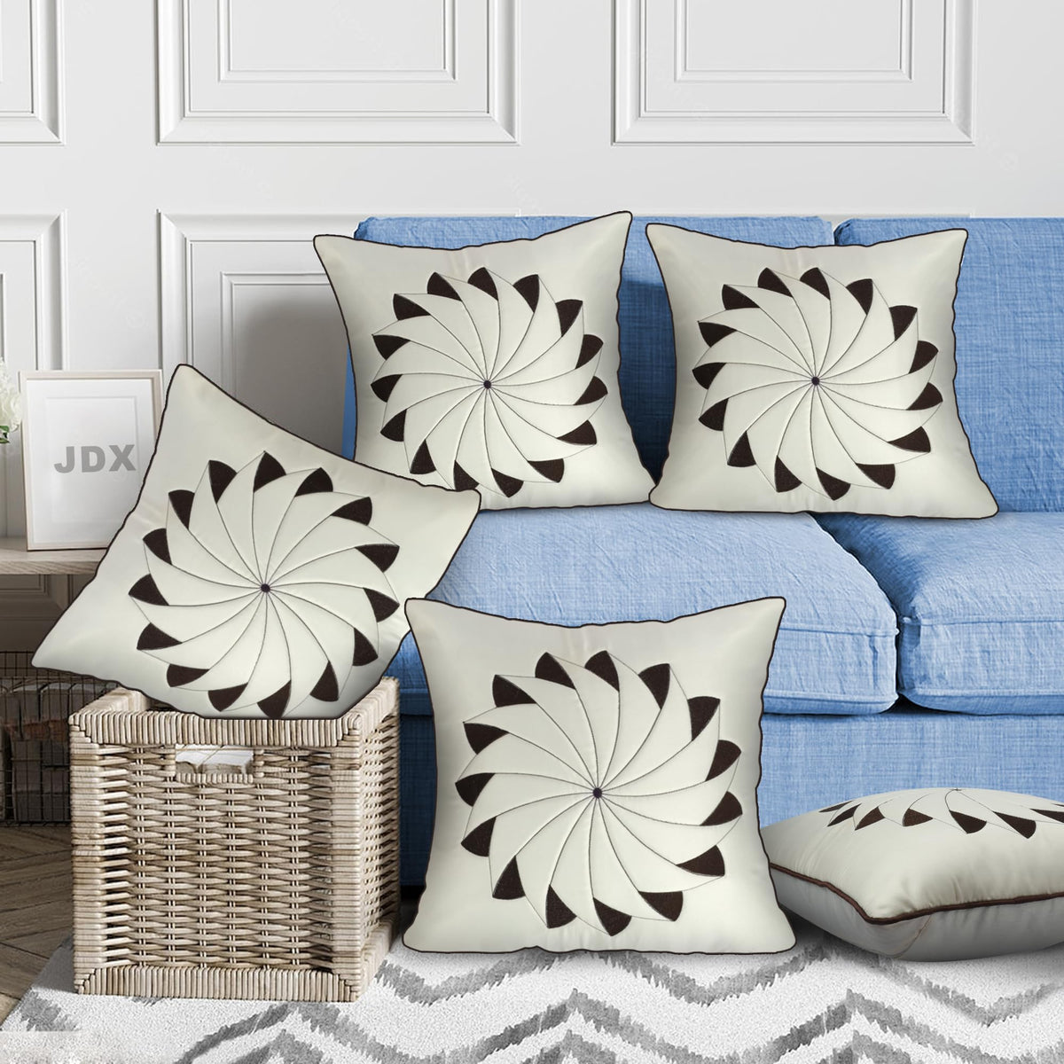 JDX Attractive Cushion Cover for Living Room and Sofa, 8075_Cream