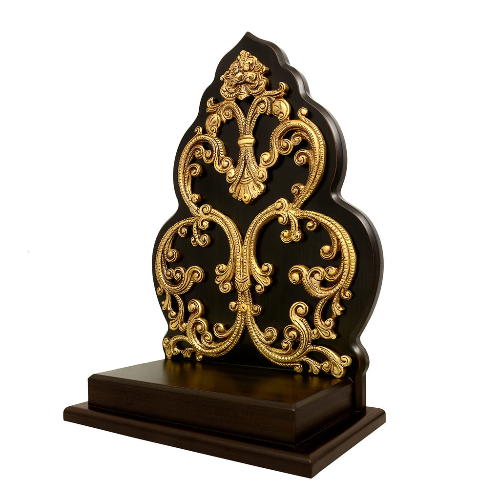 AONA Brass and Wooden Sihasan for Multipurpose Use Temple Goddess Temple Height 13 Inches