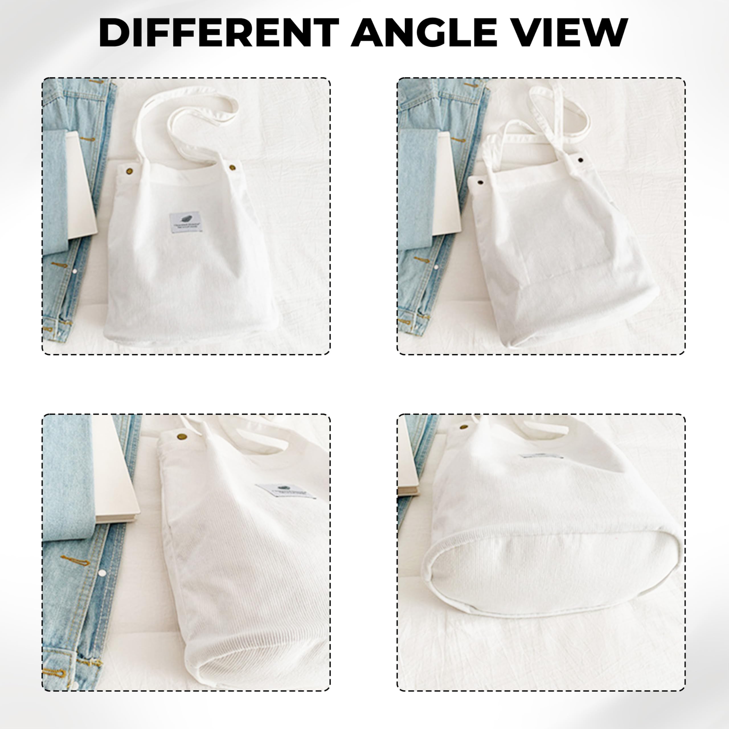 Kraptick Tote Bags – Stylish Shoulder Tote Bag for Everyday Use For Women Compact Reusable Perfect as a Grocery Tote Bag, Shopping Bags for Grocery (White)