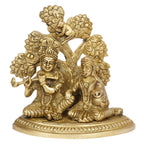 ARTVARKO Brass Radha Krishna Sitting Under Tree Idol Murti Statue Home Office Temple Mandir Pooja Puja Room