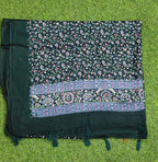 JAHAN TEXTILE kai Floral Printed Scarf for Women | Soft Lightweight Dupatta/Stole with Tassels | Elegant Ethnic & Casual Wear Wrap | Stylish Designer Shawl for All Seasons (Dark Green)