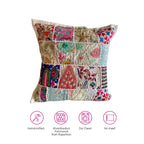 ATRANGI STUDIO Patchwork Cushion Covers - Set of 2 | Handcrafted Khambadiya Patchwork | Rajasthani Art Pillow Cover | Ethnic Cushion Covers for Sofa, Bed & Home Decor | 16x16 Inch, White